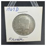 1969-d Kennedy Silver Half Dollar 40%