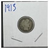 1913 Barber Silver Dime