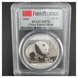 2016 China Panda Silver 10 Yuan Pcgs Ms70 First St