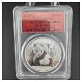 2015 China Panda Silver 10 Yuan Pcgs Ms70