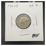 1942-P Mercury Silver Dime XF+