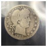 1909-d Barber Silver Quarter