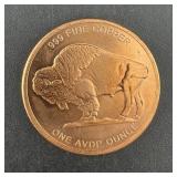 1 Oz .999 Copper Round