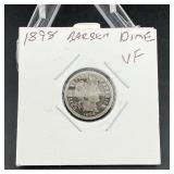 1898 BARBER dime vf