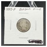 1892 BARBER dime