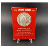 1972 Cayman Islands 1.5 Oz Silver Coin In Assay Ca