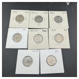 8 Jefferson nickel lot hi grade