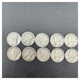 (10) Mercury Silver Dimes