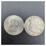 (2) Franklin Silver Half Dollars - 1948-d & 1950