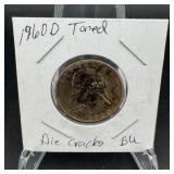 1960-d Toned Jefferson Nickel Die Cracks Bu