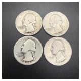 (4) Silver Washington Quarters