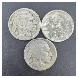 (3) Buffalo Nickels