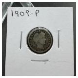 1909 Barber Silver Dime