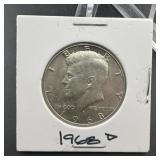 1968-D Kennedy Silver Half Dollar 40% Silver