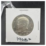 1968-D Kennedy Silver Half Dollar 40% Silver