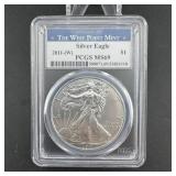 2011-(w) Pcgs Ms69 Silver Eagle Struck At West Poi