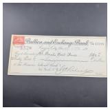1898 Carson City Bullion & Exchange Bank Check