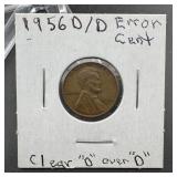 1956-D Error Wheat Cent Clear "D" Over "D"