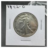 1942-D Walking Liberty Silver Half Dollar