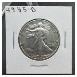 1945-D Walking Liberty Silver Half Dollar