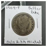 1909-P Barber Silver Half Dollar