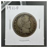1911-P Barber Silver Half Dollar