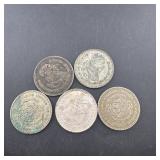 (5) Mexico Un Peso Silver Coins