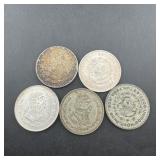 (5) Mexico Un Peso Silver Coins