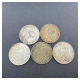 (5) Mexico Un Peso Silver Coins