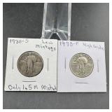 (2x Bid) 1930 & 1930-S Standing Liberty Silver Qua