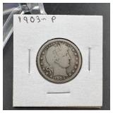 1903-P Barber Silver Quarter