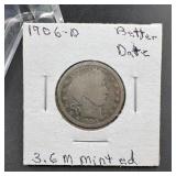 1906-D Barber Silver Quarter - Better Date