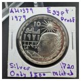 1979 Egypt 10 Piastres Silver Proof Coin KM#439