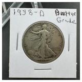 1938-D Walking Liberty Silver Half Dollar