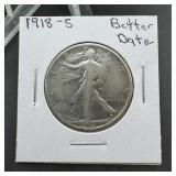 1918-S Walking Liberty Silver Half Dollar