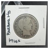 1914-S Barber Silver Half Dollar