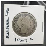 1907-O Barber Silver Half Dollar