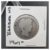 1907-O Barber Silver Half Dollar