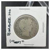 1907-O Barber Silver Half Dollar
