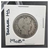 1908-O Barber Silver Half Dollar