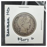 1907-D Barber Silver Half Dollar
