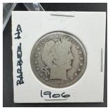1906 Barber Silver Half Dollar