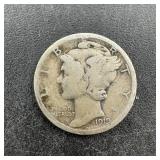 1919-D Silver Mercury Dime, Semi Key