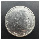 1936-A Germany Third Reich 5 Reichsmark Silver Coi