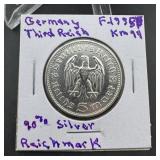 1935-F Germany Third Reich 5 Reichsmark Silver Coi