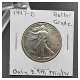 1947-D Walking Liberty Half Dollar - Better Grade