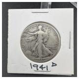 1941-D Walking Liberty Silver Half Dollar