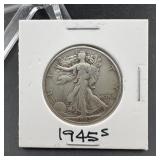 1945-S Walking Liberty Silver Half Dollar