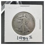 1937-S Walking Liberty Silver Half Dollar