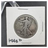 1943-D Walking Liberty Silver Half Dollar